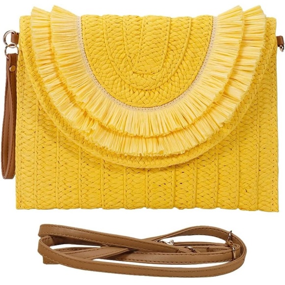 Handbags - Straw Clutch Purse for Women, Summer Beach Woven Crossbody Handbag, Bohemian